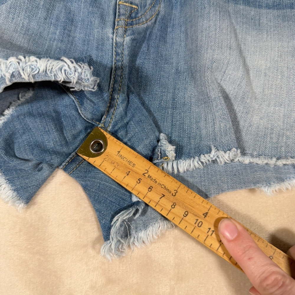 7 For All Mankind Denim Shorts Womens 29 Blue Excellent Cut Off Frayed Raw Hem - Picture 6 of 8